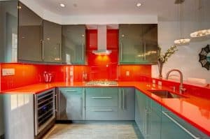 red kitchen countertops