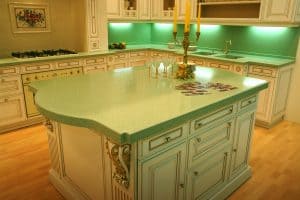 green kitchen countertops