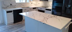 Modern kitchen with marble countertops