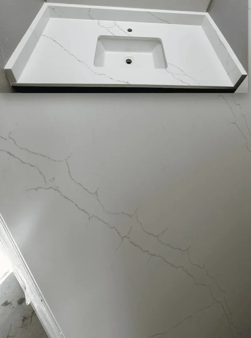 White marble vanity top with sink