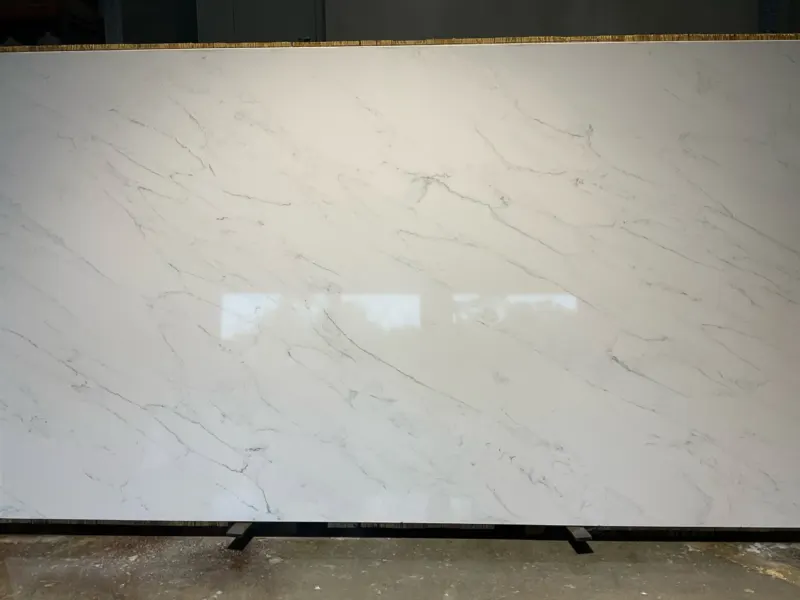 White marble slab with gray veining pattern