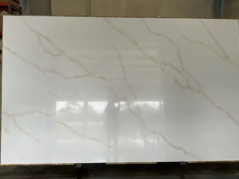 White marble slab with light brown veins
