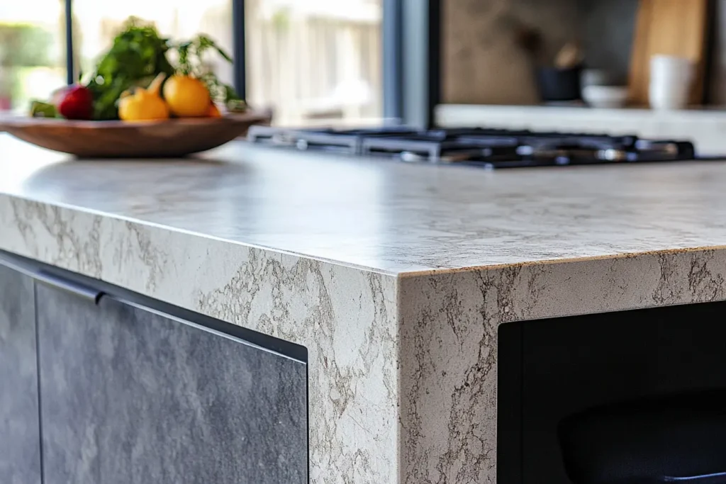 Modern kitchen with marble countertop