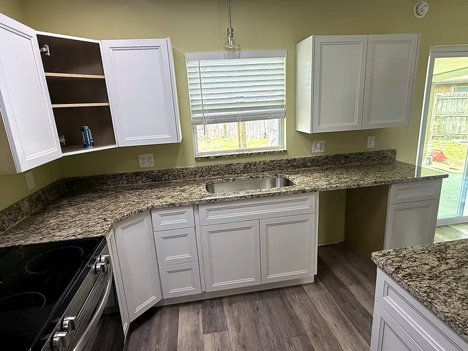 Santa Cecilia Gold Granite countertop kitchen — Edstone Orlando installation