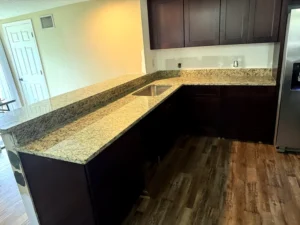 Santa Cecilia Napoly Granite countertop kitchen — Edstone Orlando installation