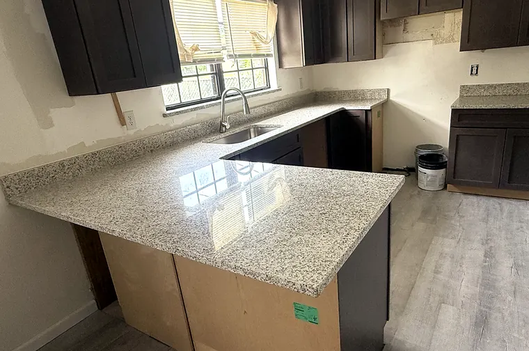 Sardo Beige Granite countertop kitchen — Edstone Orlando installation