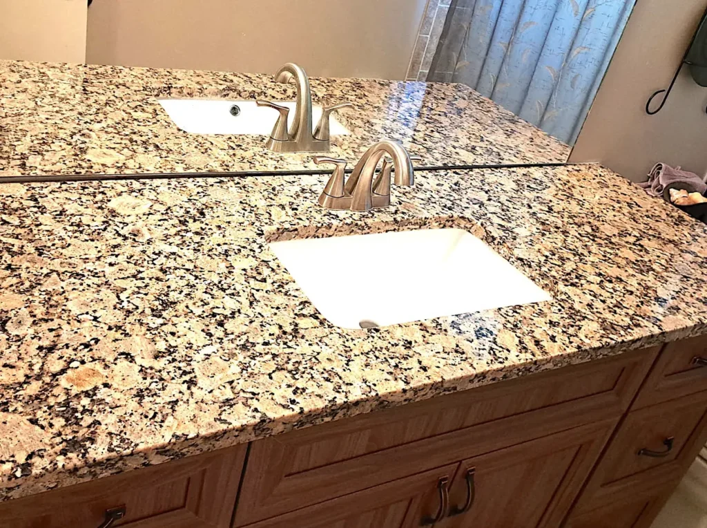 Fiorito Classic granite bathroom countertop with undermount sink and faucet