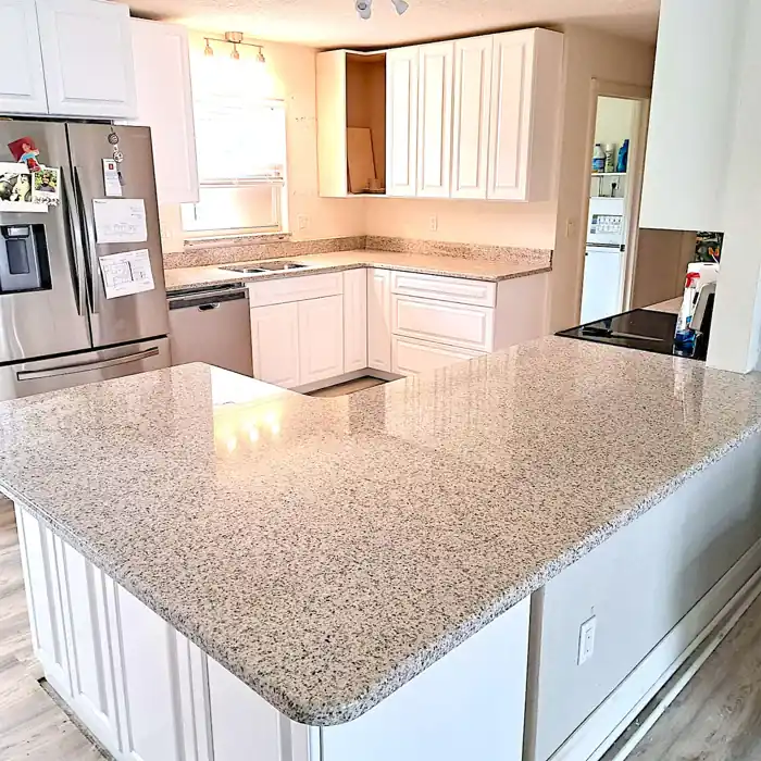 Kitchen countertops and breakfast bar from the EdStone installation portfolio